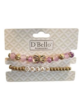 D'Bello Purple & Gold Beaded Bracelet Set - "DREAM"